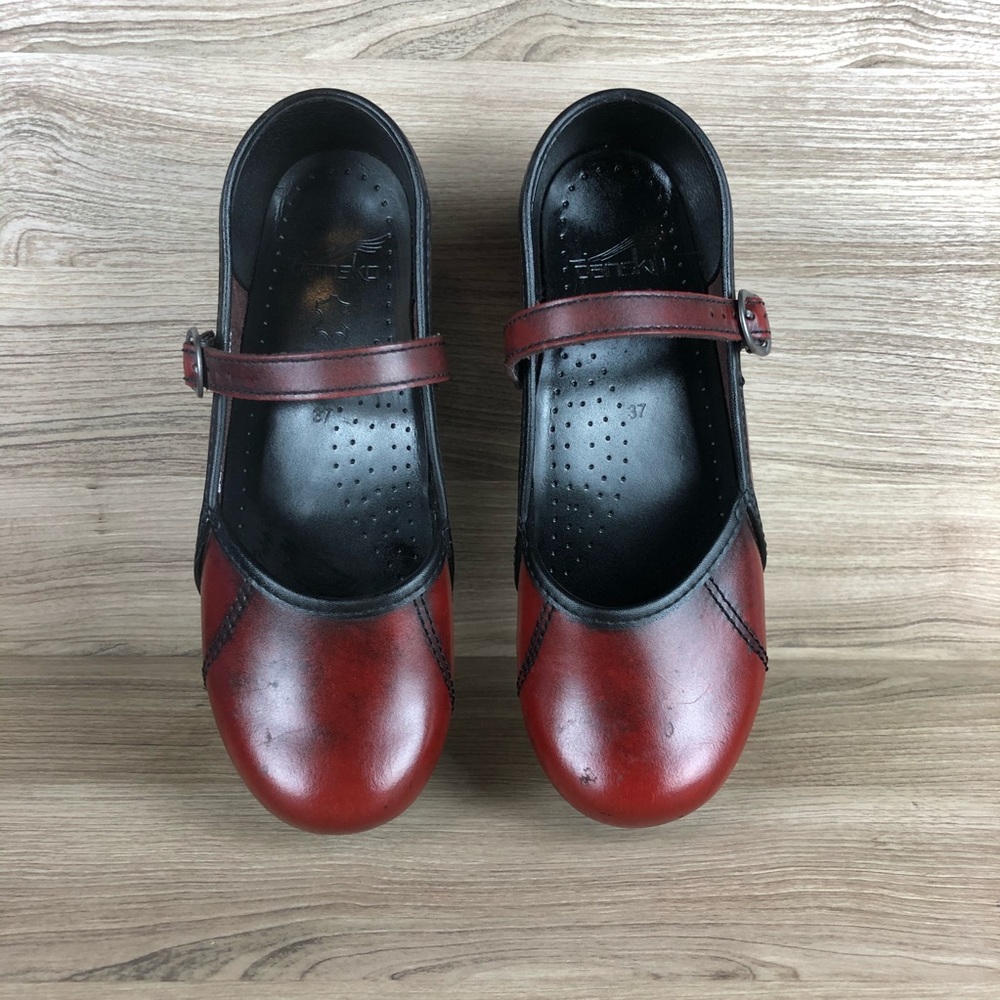 Dansko Marcelle Mary Jane Red Leather Shoes